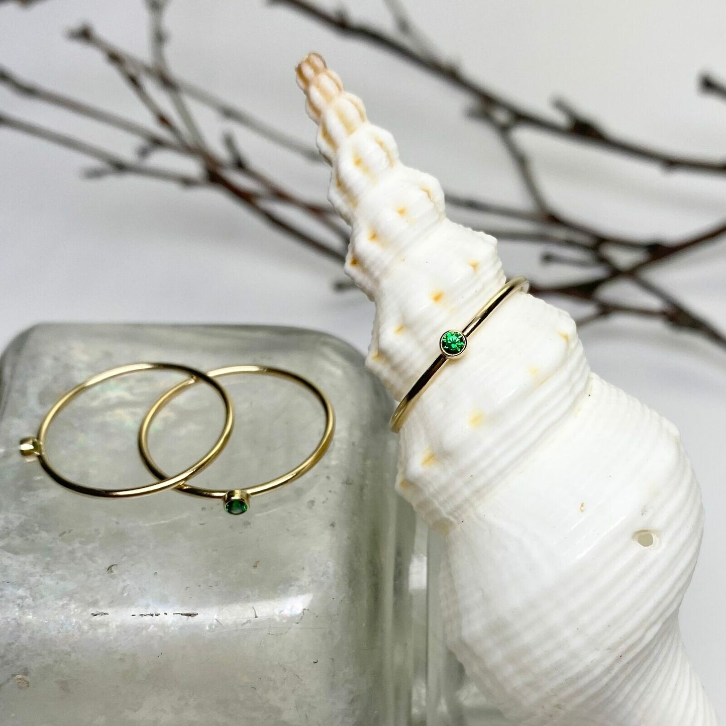 14kt Gold Filled Emerald Bezel Stacking Ring- May
