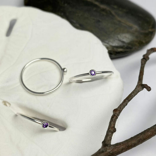 Sterling Silver February Stacking Ring