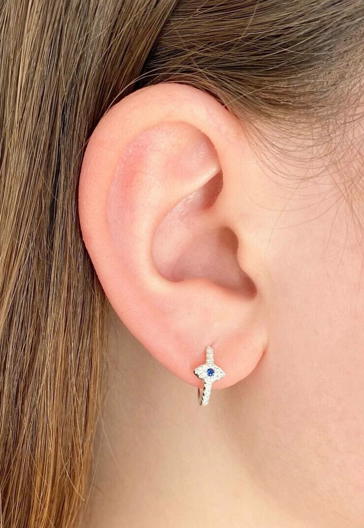 Evil Eye Earrings- Sterling Silver