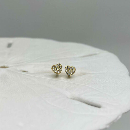 Gold Filled Heart Sparkle Stud- Child