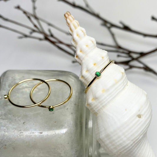 14kt Gold Filled Emerald Bezel Stacking Ring- May